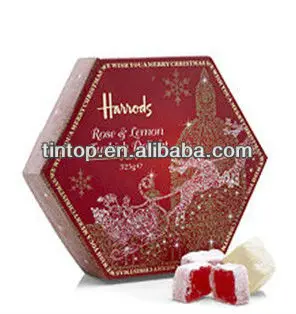 christmas six corners tin box for gifts/candy/mints