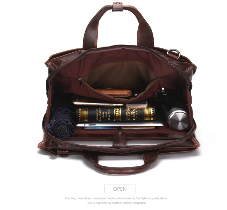 Contact's Crazy Horse Leather Contemporary Men Briefcase for 15 inch laptop