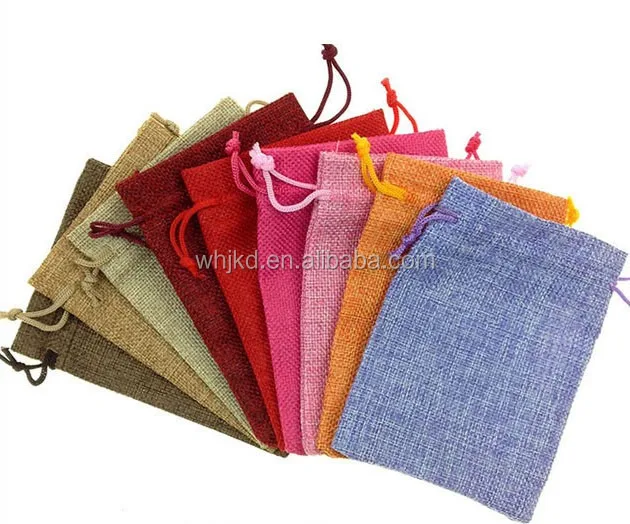 high quality jute burlap drawstring gift bag with custom logo