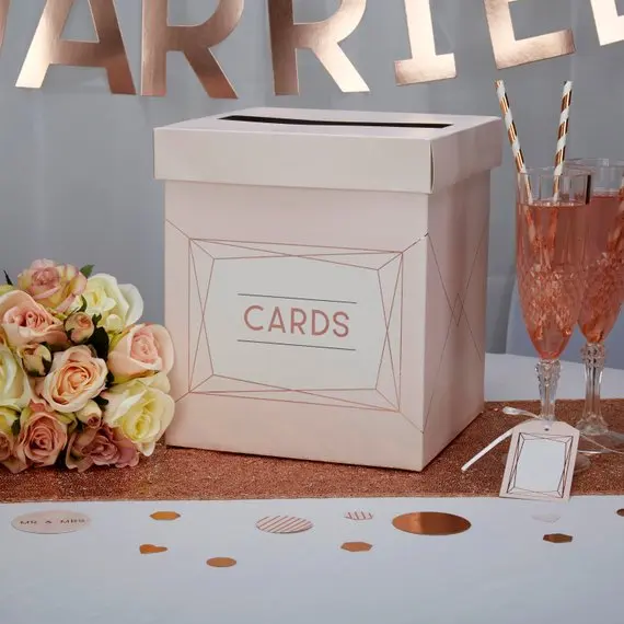 blush pink cardboard wedding gift money invitation card box