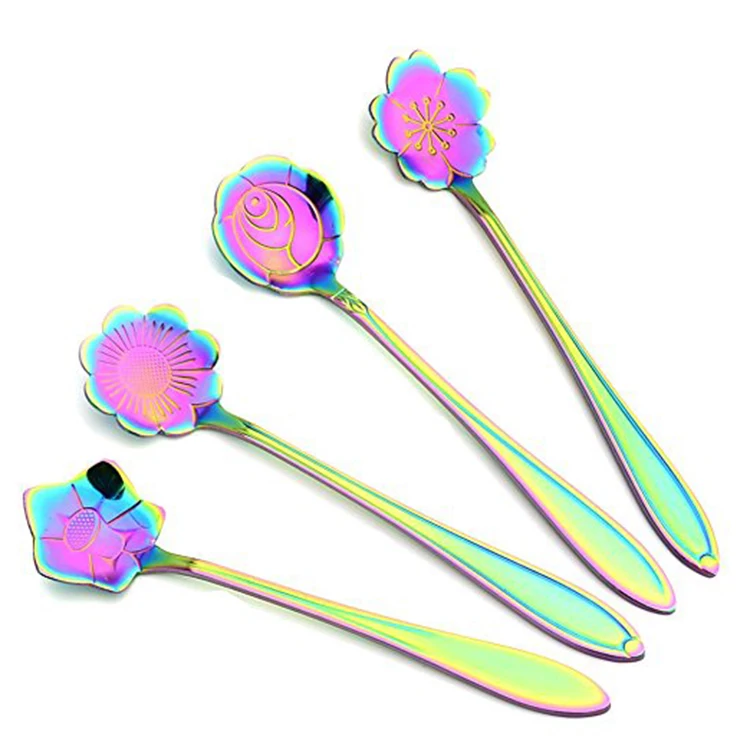 Amazon New Gold Plated Colorful Flower 304 Stainless Steel Long Handle Ice Cream Coffee Tea Honey Milk Spoon Tableware, Color flower
Amazon New Gold Plated Colorful Flower 304 Stainless Steel Long Handle Ice Cream Coffee Tea Honey Milk Spoon Tableware, Color flower