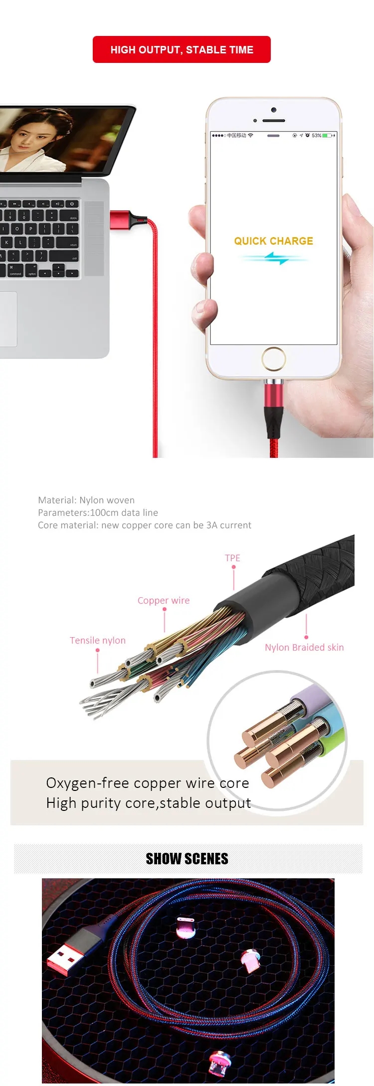 Hot sale factory direct nylon braided magnetic charging cable phone With Best Price High Quality - ANKUX.COM