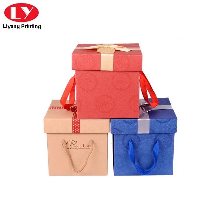 cardboard corrugated carton packaging gift box with handle