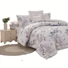 Printed twill purple 5pcs polyester comforter set