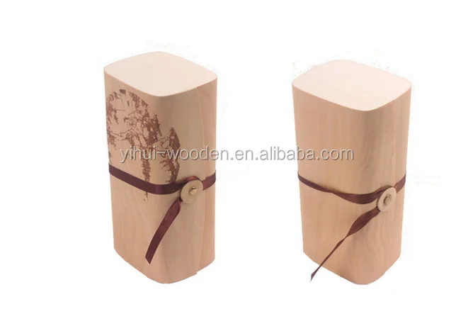 cheap birch wood veneer packaging box round light weight wooden