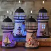 Customized printing colorful home decoration new arrival handmade polyresin metal decoration lighthouse with LED light