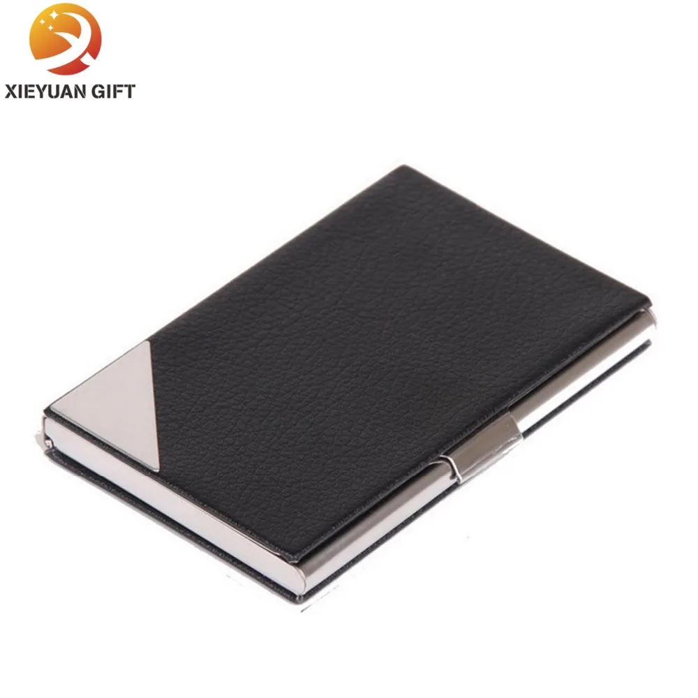 gift portable leather and metal business card holder