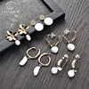 Fashion new design metal flower hoop freshwater pearl stud earrings