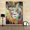 Large Modern Abstract Animal Canvas Cartoon Oil Painting of Lion
