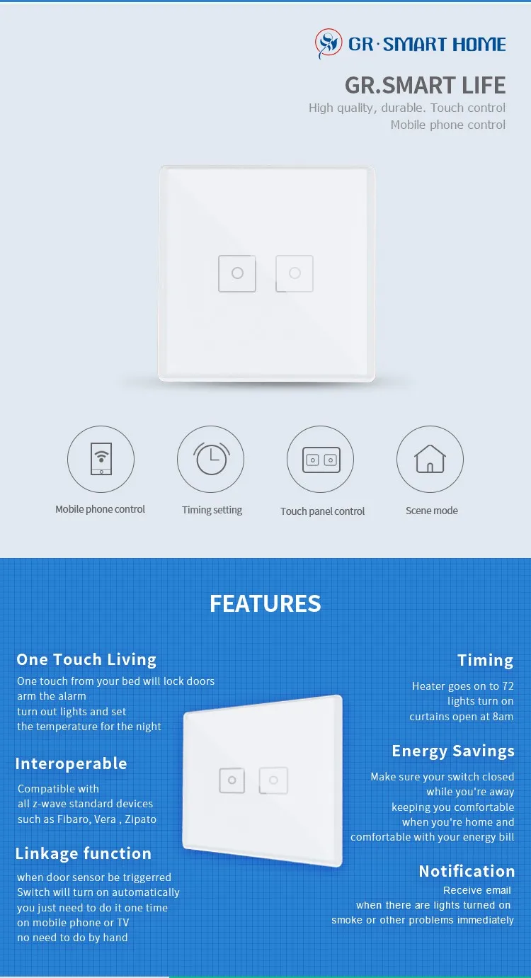 Factory Directly zigbee smart home scene switch for factory use - ANKUX.COM
