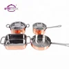 2019 hot sale high quality triply copper cookware mini pots set for kids roaster with stainless steel lid