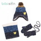Winter fashion 100% acrylic kids knitting set scarf/hat/glove