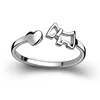 925 sterling silver korean lovely heart dog open ring for women