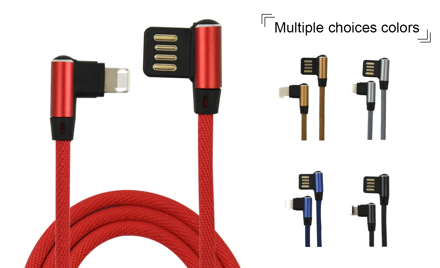 MIUSB aluminium alloy shell fast charging fabric 90 degree micro usb cable - ANKUX.COM
