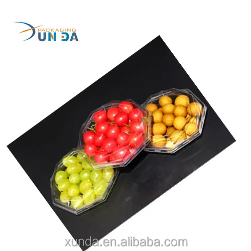 Eco-friendly disposable plastic octagonal box for fruit & vegetable customized size