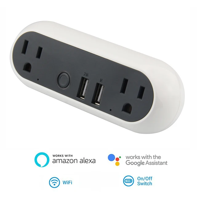 FRANKEVER App Remote Individually Control US Mini Wifi Smart Plug Socket Works With Alexa Google Assistant App Control