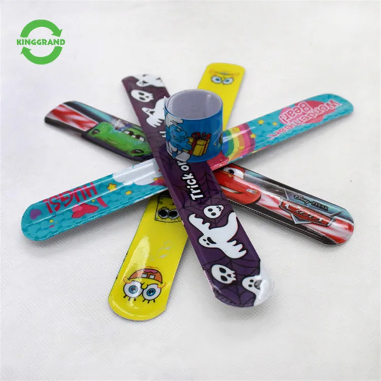 OEM customized cartoon logo print soft silicone kids slap bracelet
