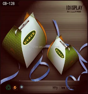 customized design folding color paper candy gift box with ribbon
