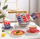 Italain exquisite 12 pcs small expresso cup set coffee cups and saucers with stand