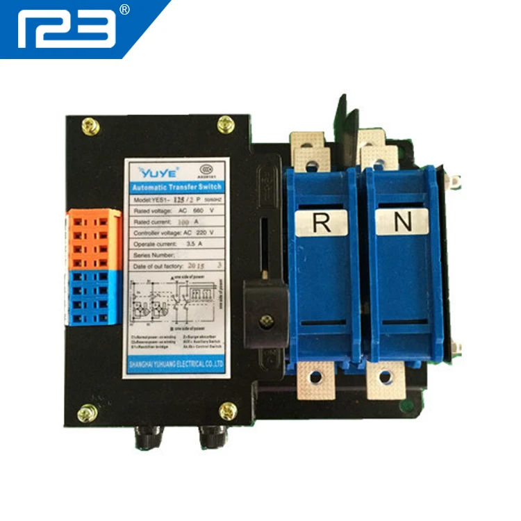2 Pole single phase dual power automatic transfer switch(ATS) for generator,Auto changeover switch 125Amps 110V