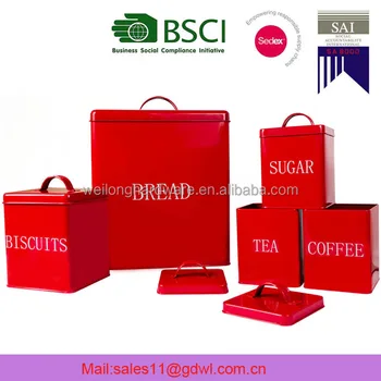 Mutli Use 5 Piece Square Storage Canisters Tea Coffee Sugar Bread
