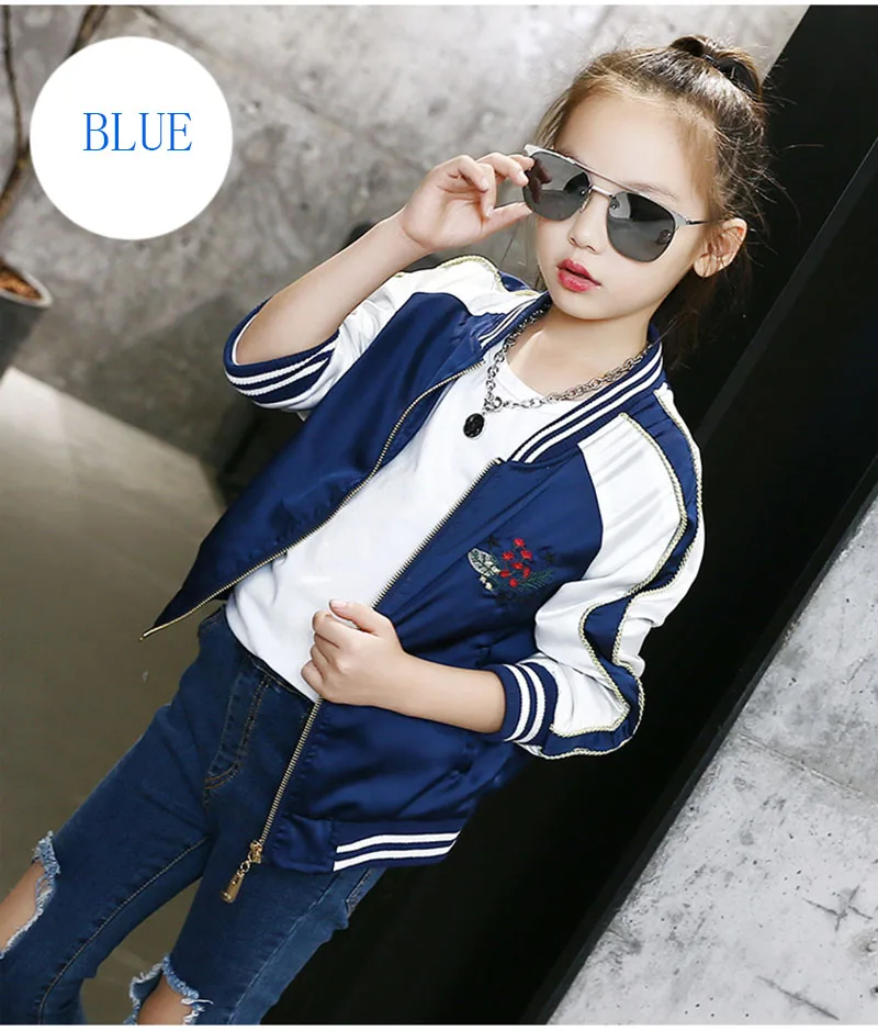 spring embroidered jacket for girls Large kids sports coat baseball clothing (2)