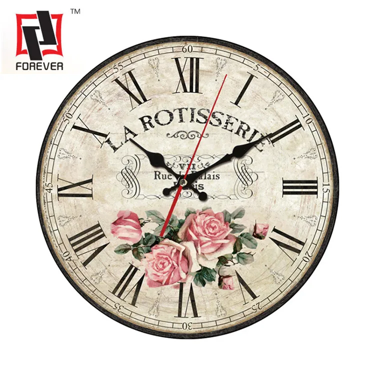 round classic clock retro non ticking quartz decorative wall