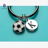 New style cost small metal silver plated enamel soccer ball keychain