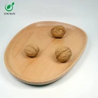 Round Beech Walnut Wooden Serving Tea Plate Dish Tray