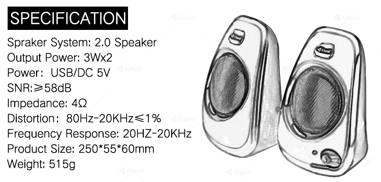 Kisonli Best Quality OEM PC Woofer 4ohm USB 2.0 Stand Speakers Home Theatre System - ANKUX.COM