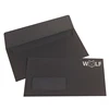 Custom Elegant 150gsm black paper packaging envelope with large window for postcards