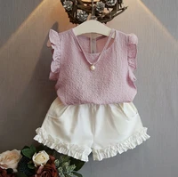 Girls Clothing Sets Summer Children Clothing Wear Pearl Chiffon T-Shirts + Shorts Sets Kids Clothes For Girl
Girls Clothing Sets Summer Children Clothing Wear Pearl Chiffon T-Shirts + Shorts Sets Kids Clothes For Girl