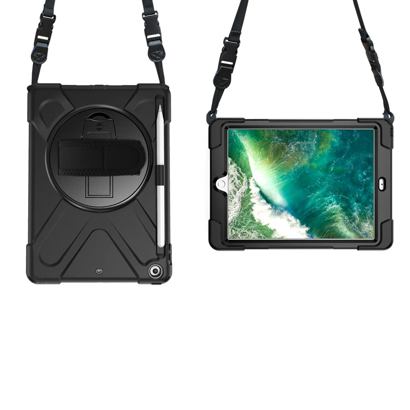 For iPad 9.7 2017/ 2018 with pencil holder and shoulder strap tablet rugged silicone shockproof case
For iPad 9.7 2017/ 2018 with pencil holder and shoulder strap tablet rugged silicone shockproof case