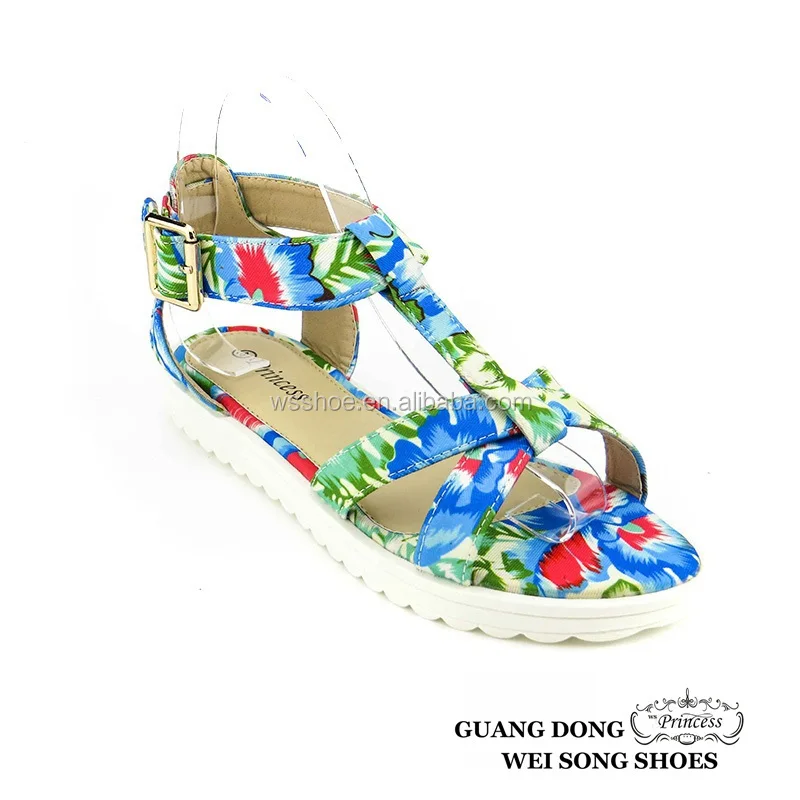 PVC White Sole Factory Best Price Printing Cross Upper New Trend Lady Sandal Shoes