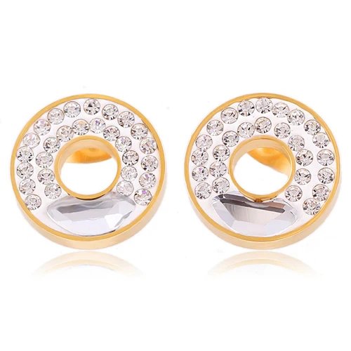 Rhinestone Jewelry CZ Crystal Round Stud Bridal Gold Plated Stainless Steel Stud Earrings for Women
Rhinestone Jewelry CZ Crystal Round Stud Bridal Gold Plated Stainless Steel Stud Earrings for Women
