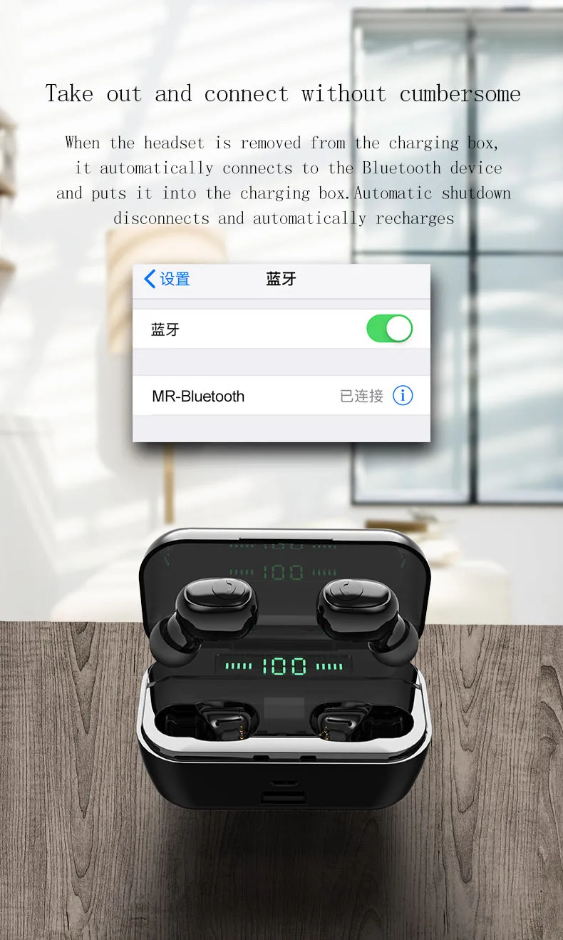 2019 waterproof earphone headphone earbuds tws 5.0 bluetooth earphone earbuds for all phone - ANKUX.COM