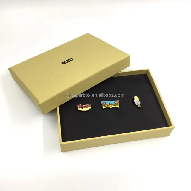 link or brooch packaging eva insert brown kraft paper gift box
