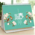 Custom printing Wall calendar with silver spiral binding and hanger