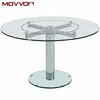 Factory price swivel moving round glass dining table