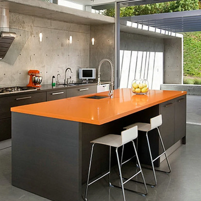 Orange Engineered Quartz Countertop For Kitchen With 2 3cm Buy