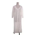 Professional design high quality anti-wrinkle white long sleeve casual lady spandex lace dress