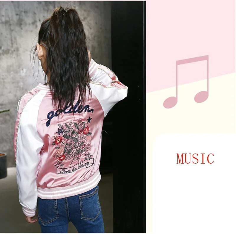 spring embroidered jacket for girls Large kids sports coat baseball clothing (4)