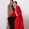 England Style Belt Woolen breathable Long Women Overcoat