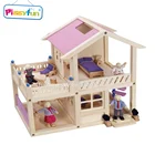 Exquisite pink small children doll wooden house AT10806