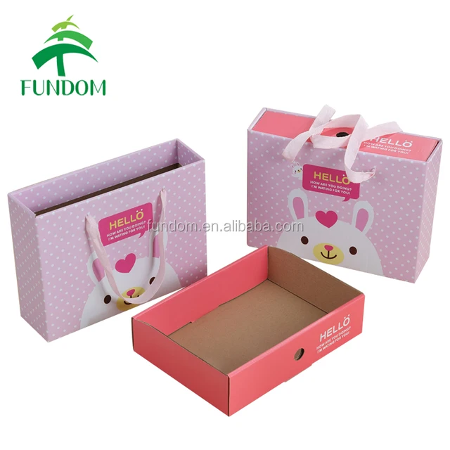 printed pink sliding drawer match box shape big gift cardboard