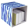 Blue wave design Decorative Folding Foldable Fabric collapsing stackable Clothing Cube square Storage Box with handles lid