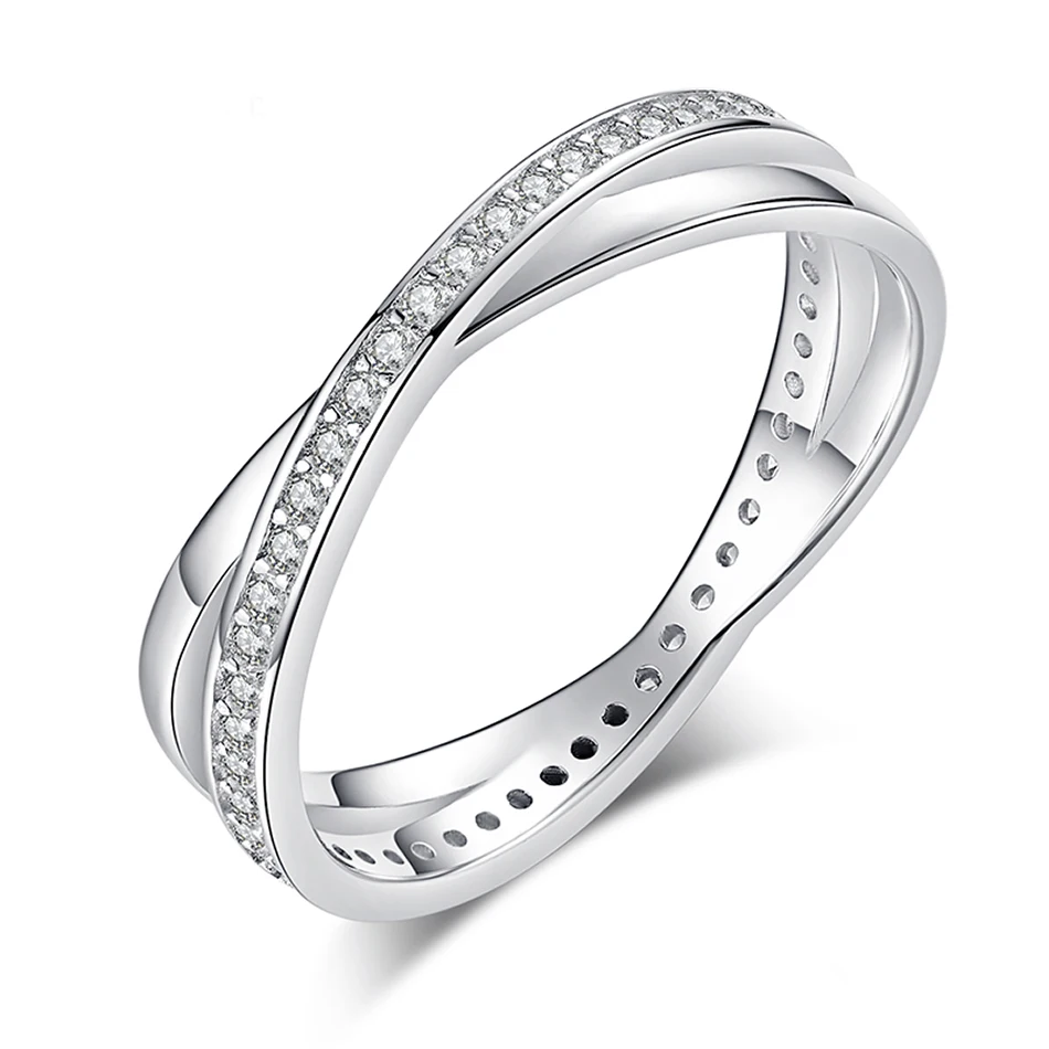 High Quality 925 Sterling Silver Rings Crystal Intersect Finger Rings For Women Wedding Female Authentic Jewelry
High Quality 925 Sterling Silver Rings Crystal Intersect Finger Rings For Women Wedding Female Authentic Jewelry
