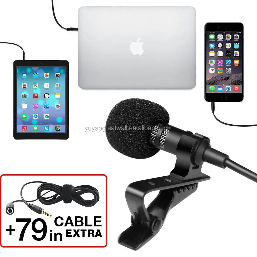 Top Quality New 3.5mm Wired Clip On Mini Lapel Mini Microphone for Smart Phone and Tablet PC