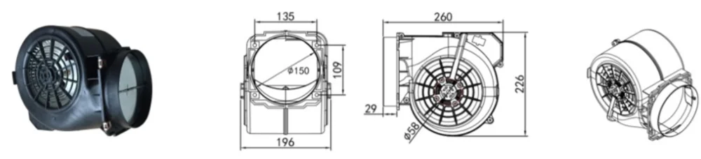 Plastic Centrifugal Fan, Wall, AC 110V-220V, 600-1000m3 - detail 8