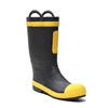Wholesale black and yellow handle high man fire fighting rubber boots with steel toe